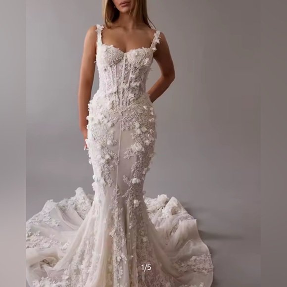 Dresses & Skirts - NEW Retail $2500 Elian Pearl Corset Beaded Mermaid Couture Wedding Dress